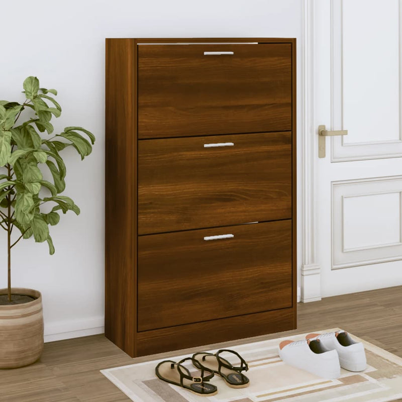 Load image into Gallery viewer, Vidaxl schoenenkast 63x24x103 cm bewerkt hout bruin eikenkleur
