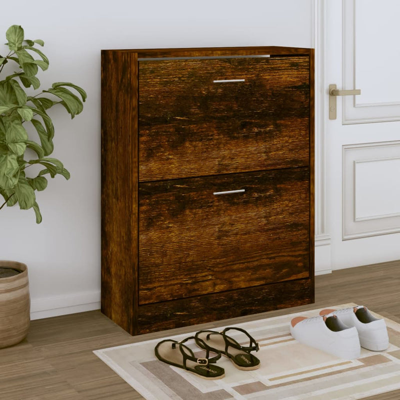 Load image into Gallery viewer, Vidaxl schoenenkast 63x24x81 cm bewerkt hout gerookt eikenkleurig
