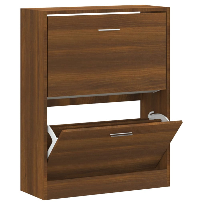 Load image into Gallery viewer, Vidaxl schoenenkast 63x24x81 cm bewerkt hout bruin eikenkleur
