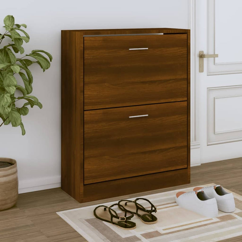 Load image into Gallery viewer, Vidaxl schoenenkast 63x24x81 cm bewerkt hout bruin eikenkleur
