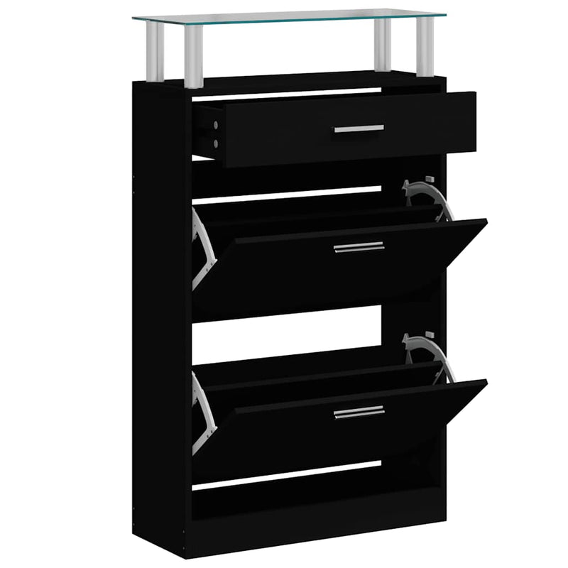 Load image into Gallery viewer, Vidaxl schoenenkast 63x24x104 cm bewerkt hout zwart
