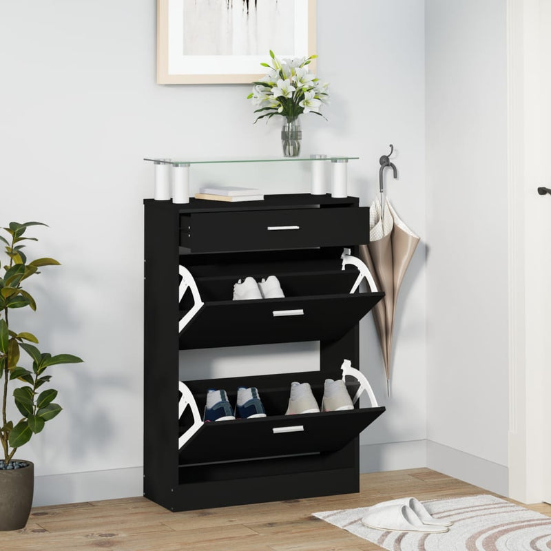 Load image into Gallery viewer, Vidaxl schoenenkast 63x24x104 cm bewerkt hout zwart
