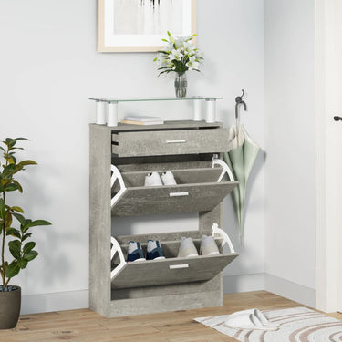 Vidaxl schoenenkast 63x24x104 cm bewerkt hout betongrijs