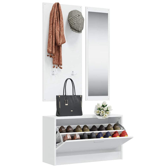 Vidaxl schoenenkastset 3-in-1 bewerkt hout wit