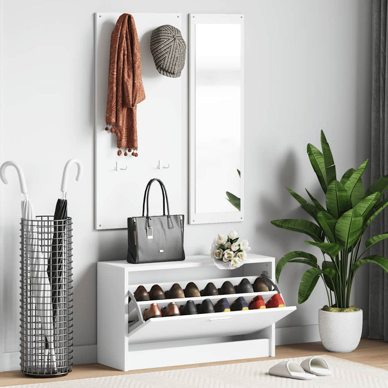 Load image into Gallery viewer, Vidaxl schoenenkastset 3-in-1 bewerkt hout wit
