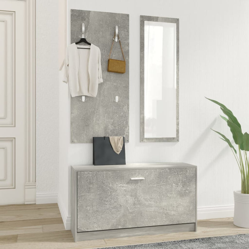Load image into Gallery viewer, Vidaxl schoenenkastset 3-in-1 bewerkt hout betongrijs
