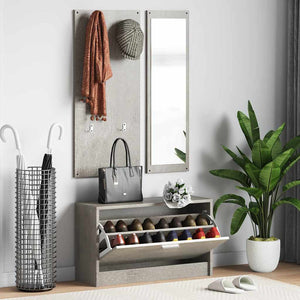 Vidaxl schoenenkastset 3-in-1 bewerkt hout betongrijs