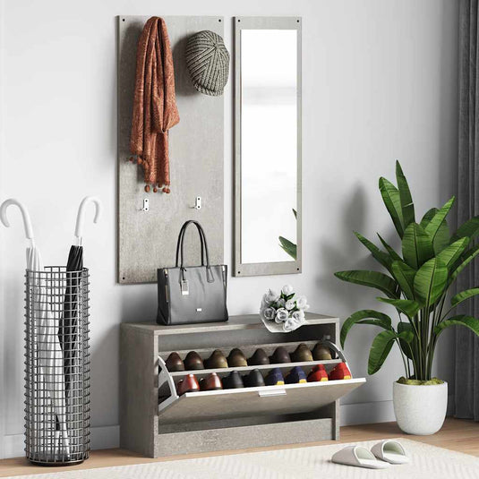 Vidaxl schoenenkastset 3-in-1 bewerkt hout betongrijs