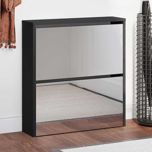 Vidaxl schoenenkast met spiegel 2-laags 63x17x67 cm zwart