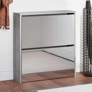 Vidaxl schoenenkast met spiegel 2-laags 63x17x67 cm grijs sonoma