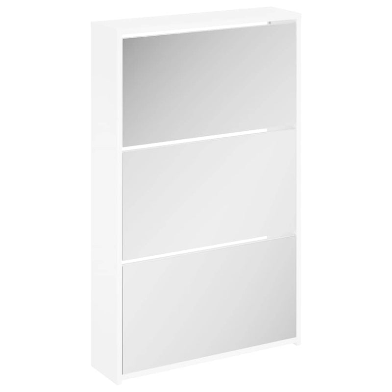 Load image into Gallery viewer, Vidaxl schoenenkast met spiegel 3-laags hoogglans wit 63x17x102,5 cm

