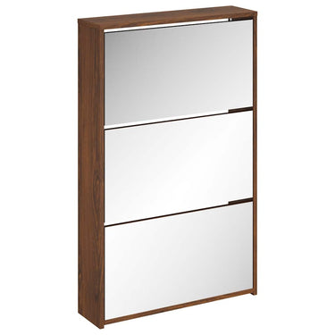 Vidaxl schoenenkast met spiegel 3-laags 63x17x102,5 cm bruineiken