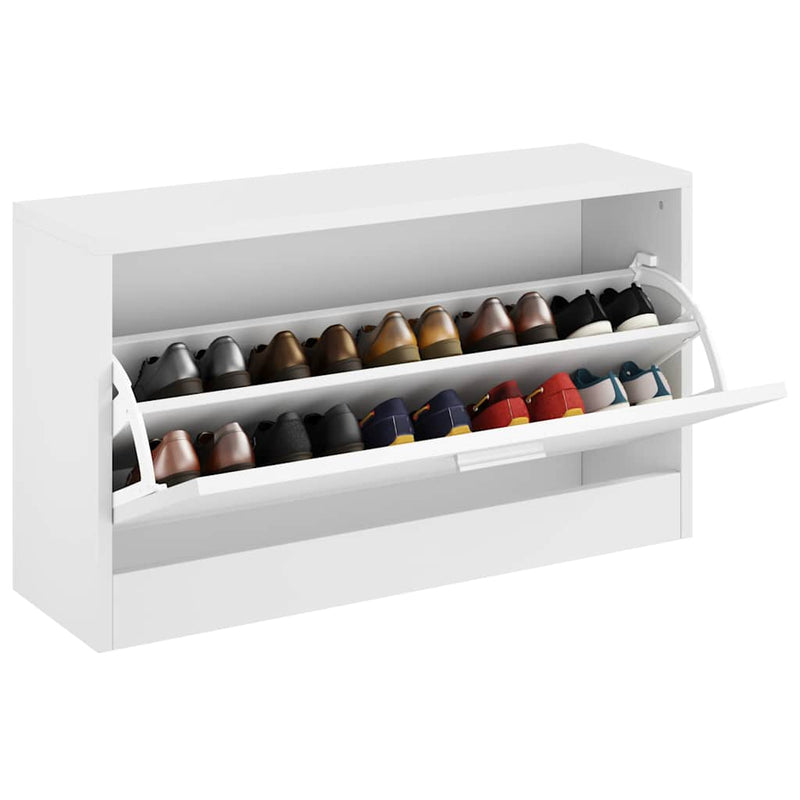 Load image into Gallery viewer, Vidaxl schoenenbank hoogglans wit 80x24x45 cm bewerkt hout
