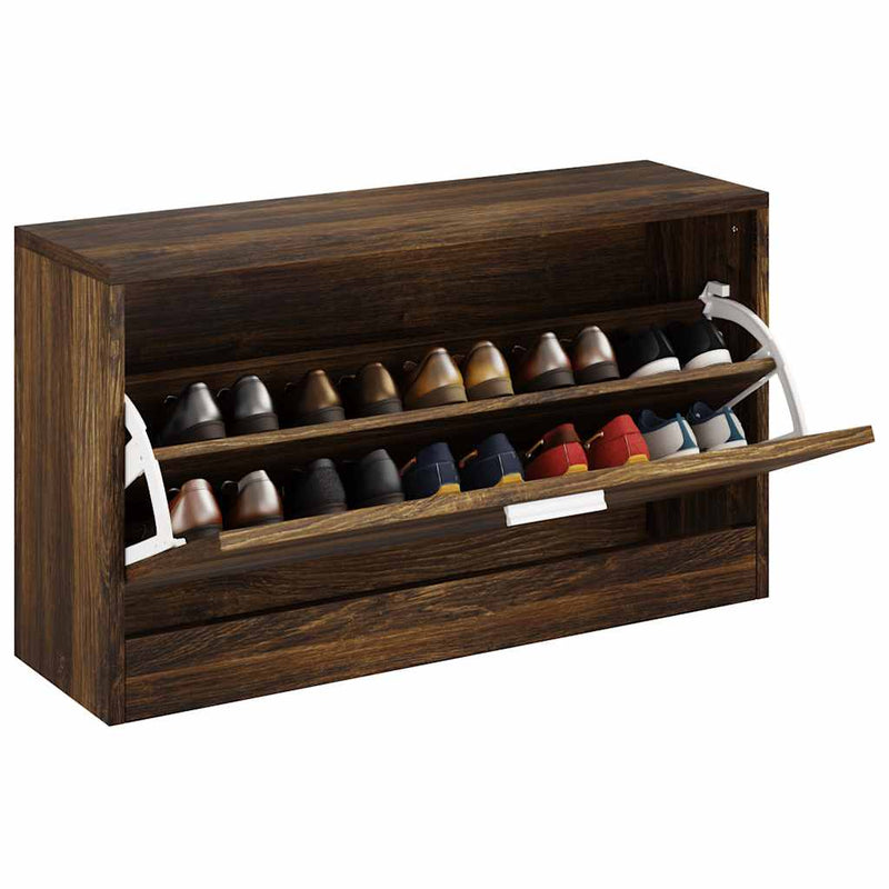 Load image into Gallery viewer, Vidaxl schoenenbank 80x24x45 cm bewerkt hout gerookt eiken
