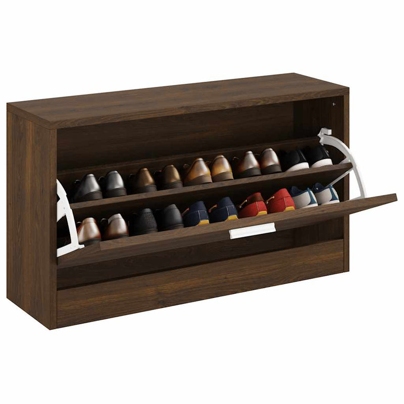 Afbeelding laden in galerijviewer, Vidaxl schoenenbank 80x24x45 cm bewerkt hout bruin eikenkleur
