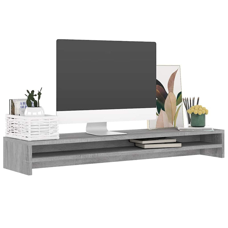 Load image into Gallery viewer, Vidaxl monitorstandaard 100x24x13 cm bewerkt hout grijs sonoma eiken
