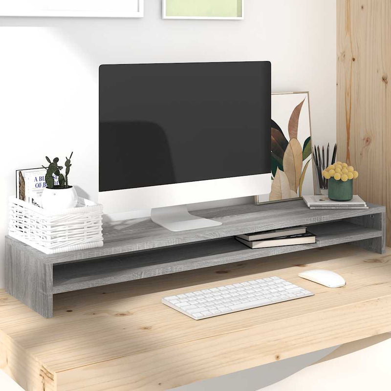 Load image into Gallery viewer, Vidaxl monitorstandaard 100x24x13 cm bewerkt hout grijs sonoma eiken
