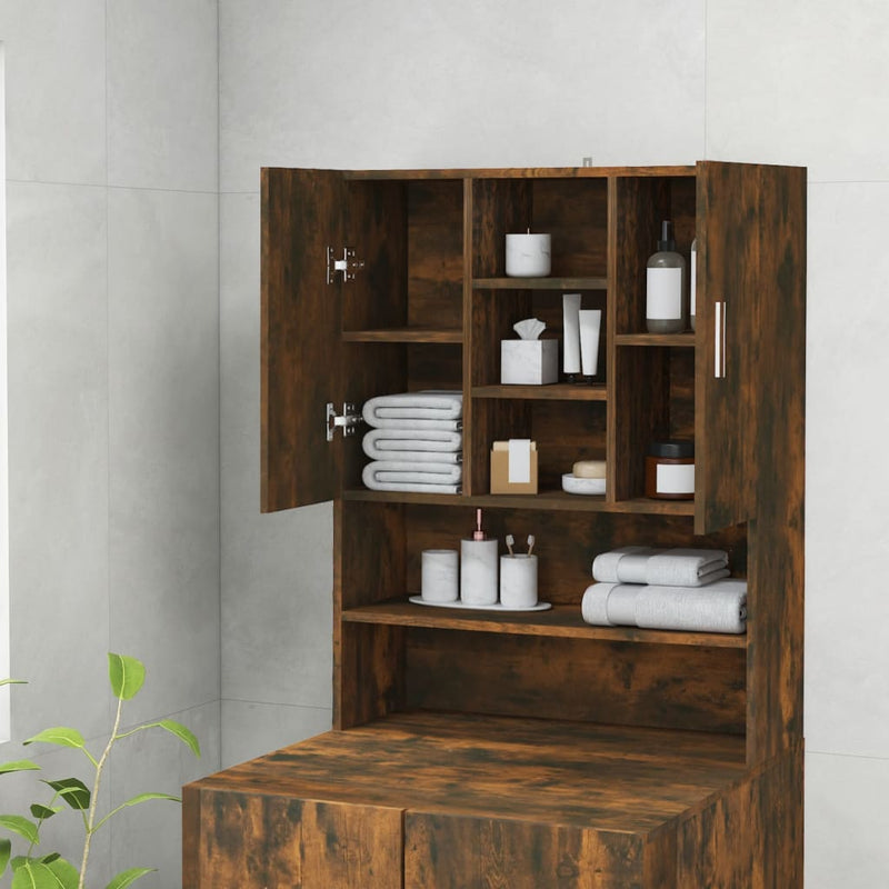 Load image into Gallery viewer, Vidaxl wasmachinekast 70,5x25,5x90 cm gerookt eikenkleurig
