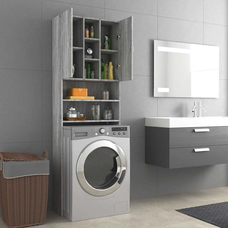 Load image into Gallery viewer, Vidaxl wasmachinekast 64x25,5x190 cm grijs sonoma eikenkleurig
