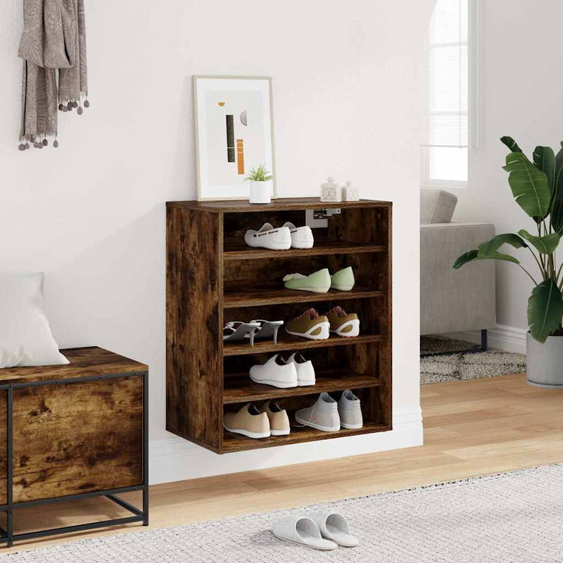 Load image into Gallery viewer, Vidaxl schoenenkast 60x35x70 cm bewerkt hout gerookt eikenkleurig
