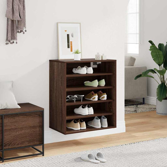 Vidaxl schoenenkast 60x35x70 cm bewerkt hout bruin eikenkleur