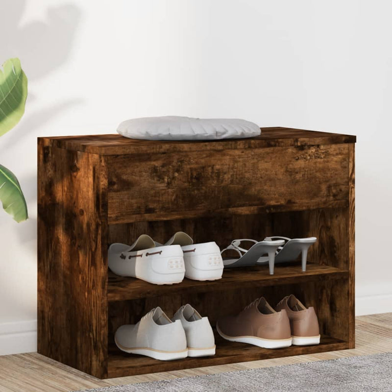 Load image into Gallery viewer, Vidaxl schoenenbank 60x30x45 cm bewerkt hout gerookt eikenkleurig
