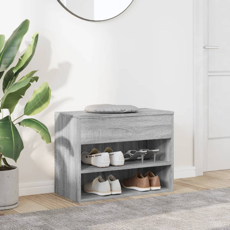 Load image into Gallery viewer, Vidaxl schoenenbank 60x30x45 cm bewerkt hout grijs sonoma eikenkleurig
