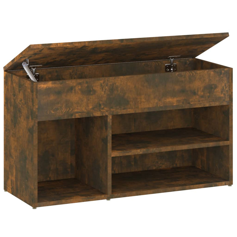 Load image into Gallery viewer, Vidaxl schoenenbankje 80x30x45 cm bewerkt hout gerookt eikenkleurig
