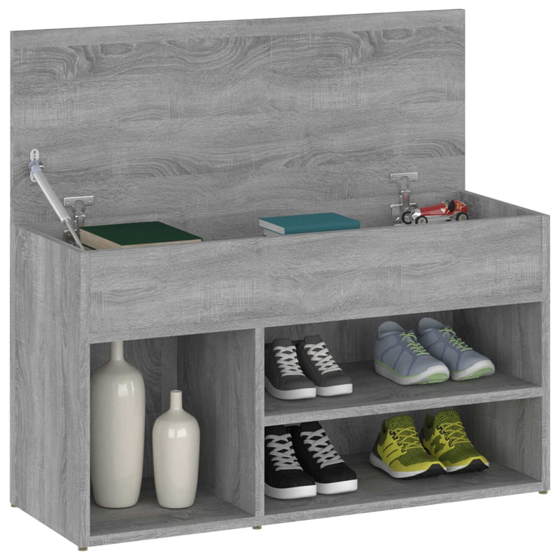 Load image into Gallery viewer, Vidaxl schoenenbank 80x30x45 cm bewerkt hout grijs sonoma eikenkleurig
