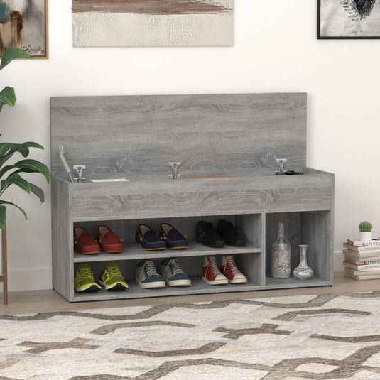 Vidaxl schoenenbank 105x30x45 cm bewerkt hout grijs sonoma eikenkleur
