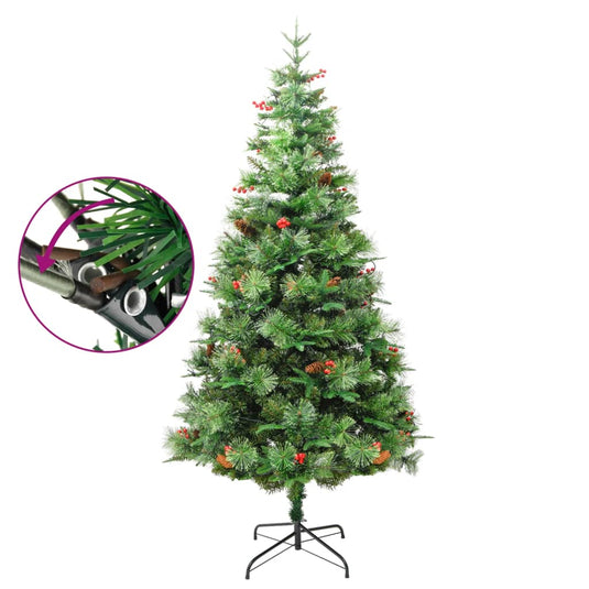 Vidaxl kerstboom met led en dennenappels 195 cm pvc en pe groen