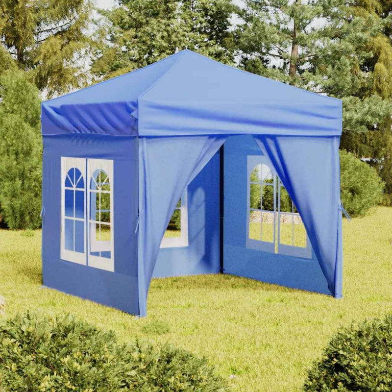 Afbeelding laden in galerijviewer, Vidaxl partytent inklapbaar met zijwanden 2x2 m blauw
