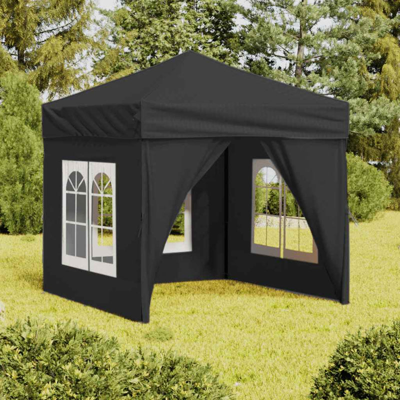 Load image into Gallery viewer, Vidaxl partytent inklapbaar met zijwanden 2x2 m antracietkleurig
