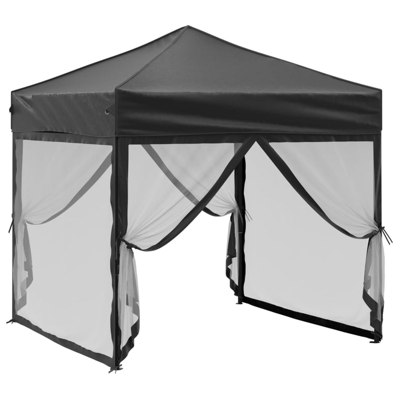 Afbeelding laden in galerijviewer, Vidaxl partytent inklapbaar met zijwanden 2x2 m zwart

