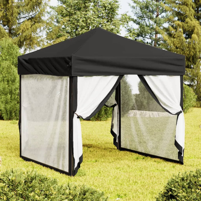 Afbeelding laden in galerijviewer, Vidaxl partytent inklapbaar met zijwanden 2x2 m zwart
