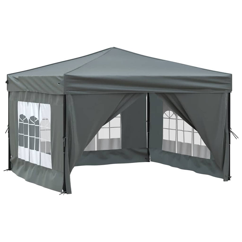 Afbeelding laden in galerijviewer, Vidaxl partytent inklapbaar met zijwanden 3x3 m antracietkleurig
