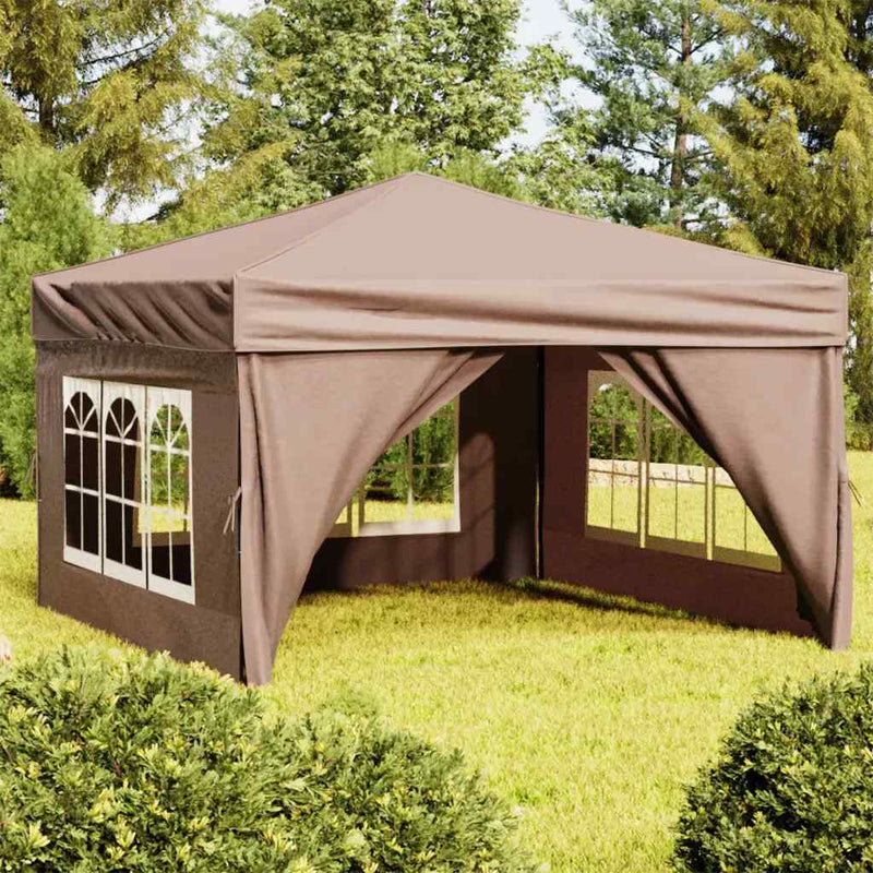 Load image into Gallery viewer, Vidaxl partytent inklapbaar met zijwanden 3x3 m taupe
