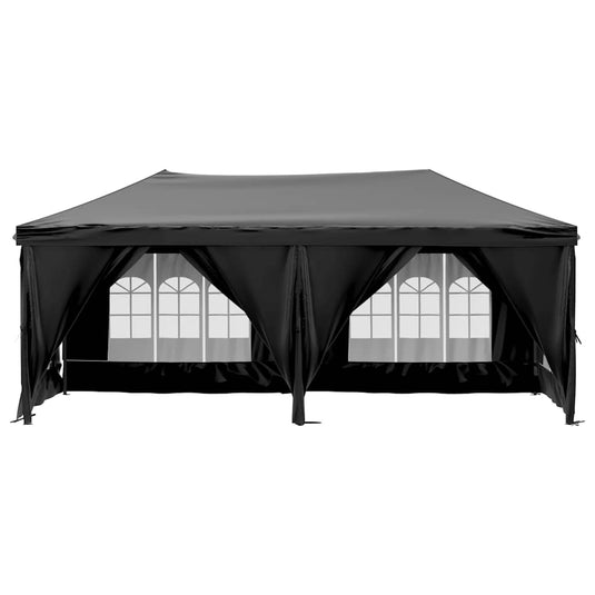 Vidaxl partytent inklapbaar met zijwanden 3x6 m zwart