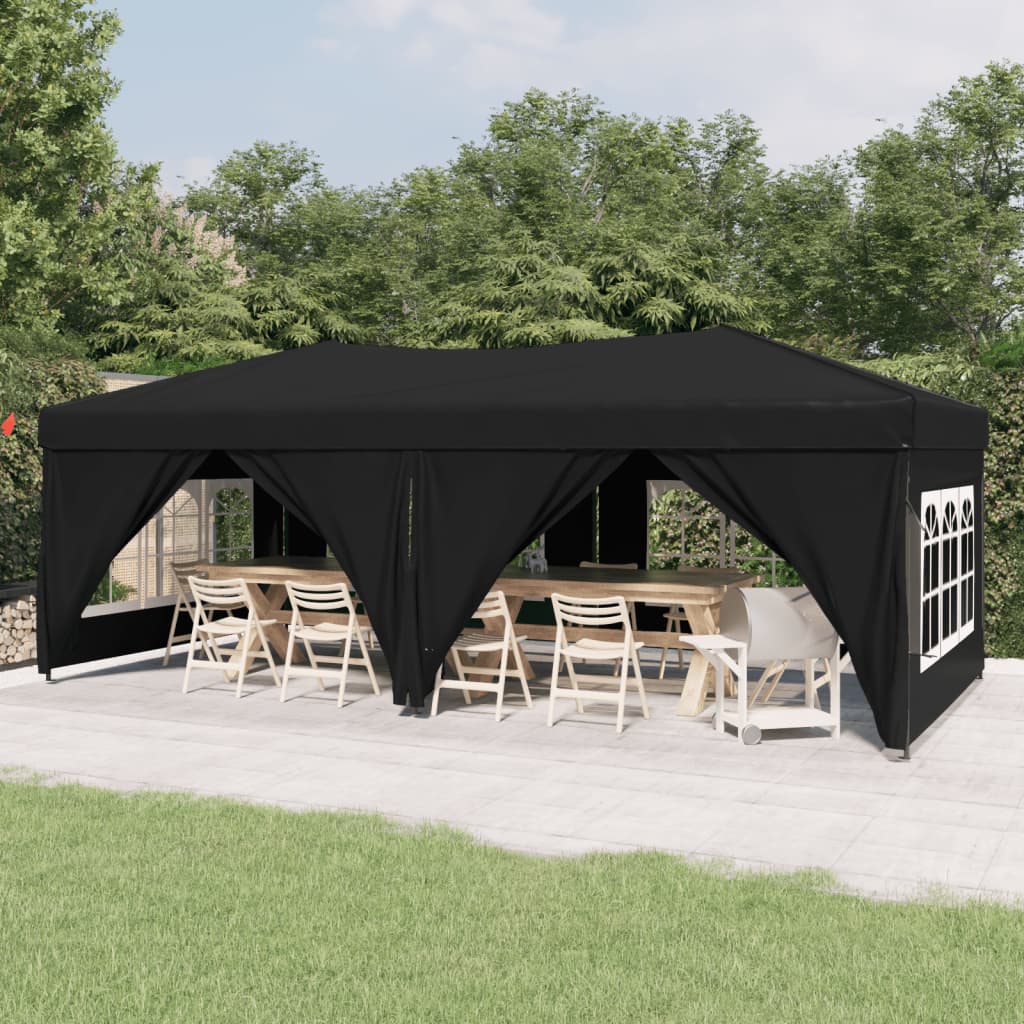 Vidaxl partytent inklapbaar met zijwanden 3x6 m zwart