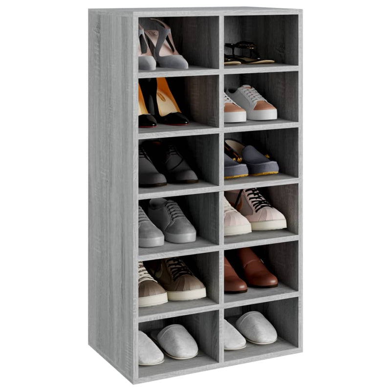 Load image into Gallery viewer, Vidaxl schoenenrek 54x34x100,5 cm bewerkt hout grijs sonoma eikenkleur
