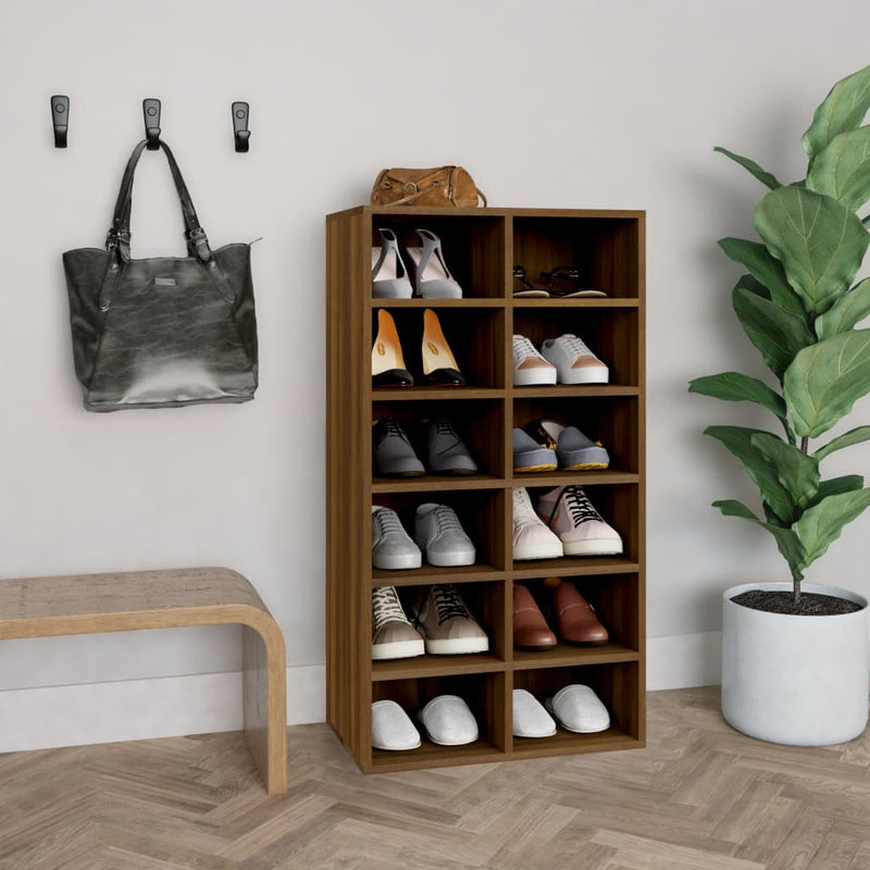 Load image into Gallery viewer, Vidaxl schoenenrek 54x34x100,5 cm bewerkt hout bruin eikenkleur
