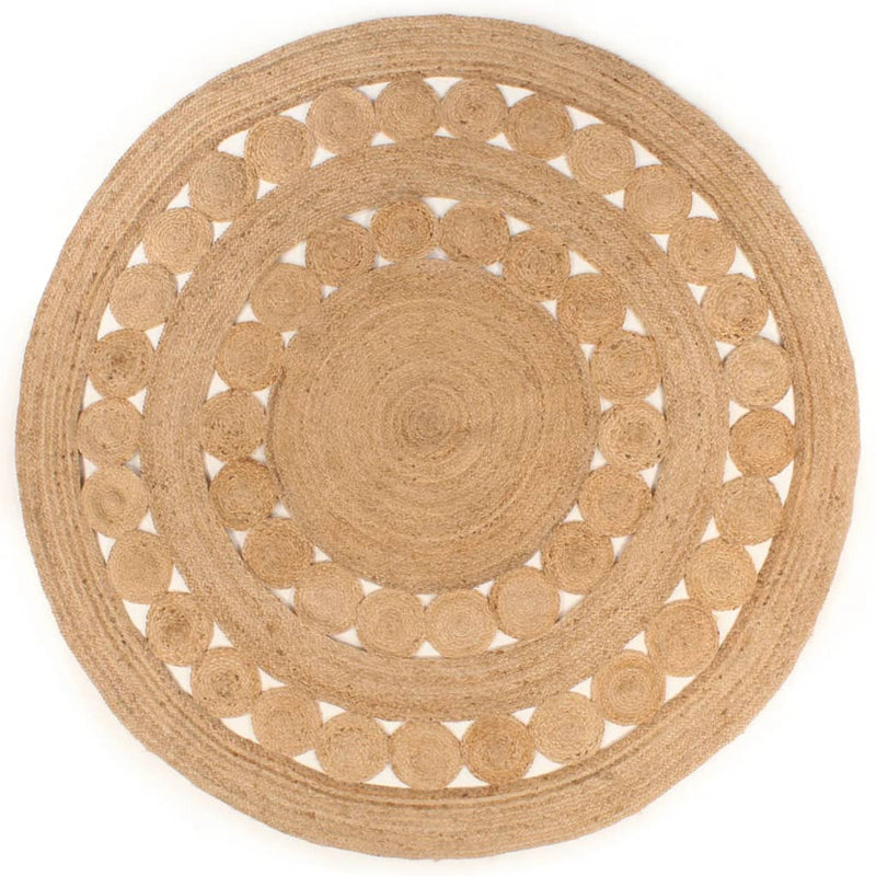 Load image into Gallery viewer, Vidaxl tapijt met ontwerp rond 210 cm gevlochten jute
