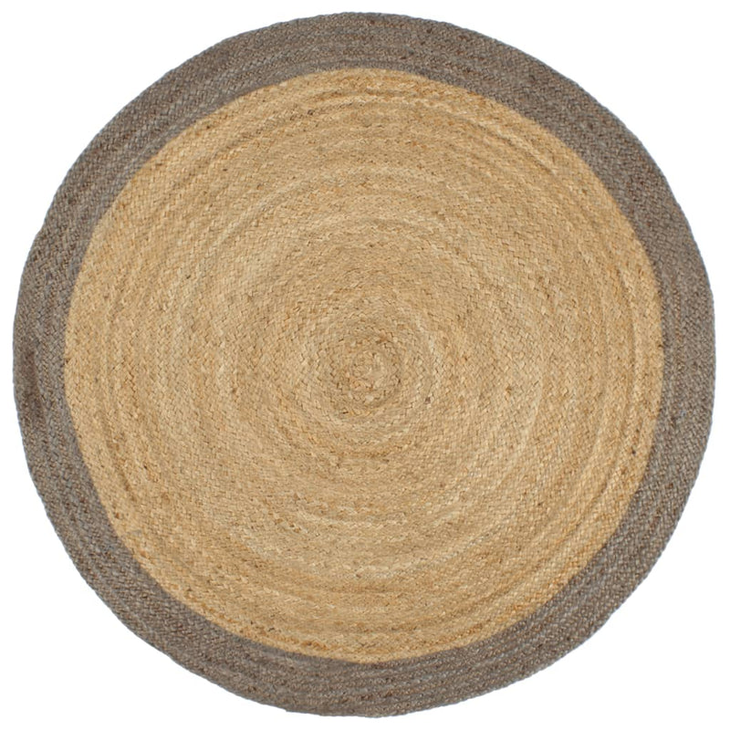Afbeelding laden in galerijviewer, Vidaxl vloerkleed handgemaakt met grijze rand 180 cm jute
