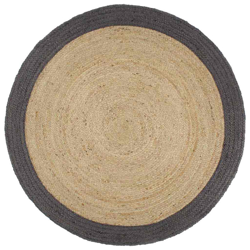 Chargez l'image dans la visionneuse de la galerie, Vidaxl vloerkleed handgemaakt met donkergrijze rand 210 cm jute
