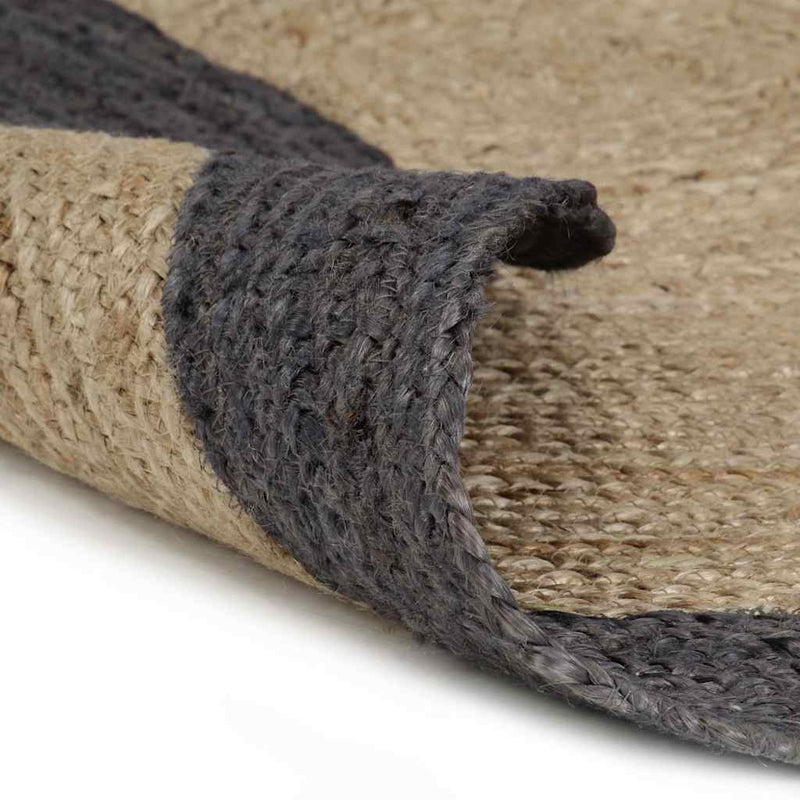 Chargez l'image dans la visionneuse de la galerie, Vidaxl vloerkleed handgemaakt met donkergrijze rand 210 cm jute
