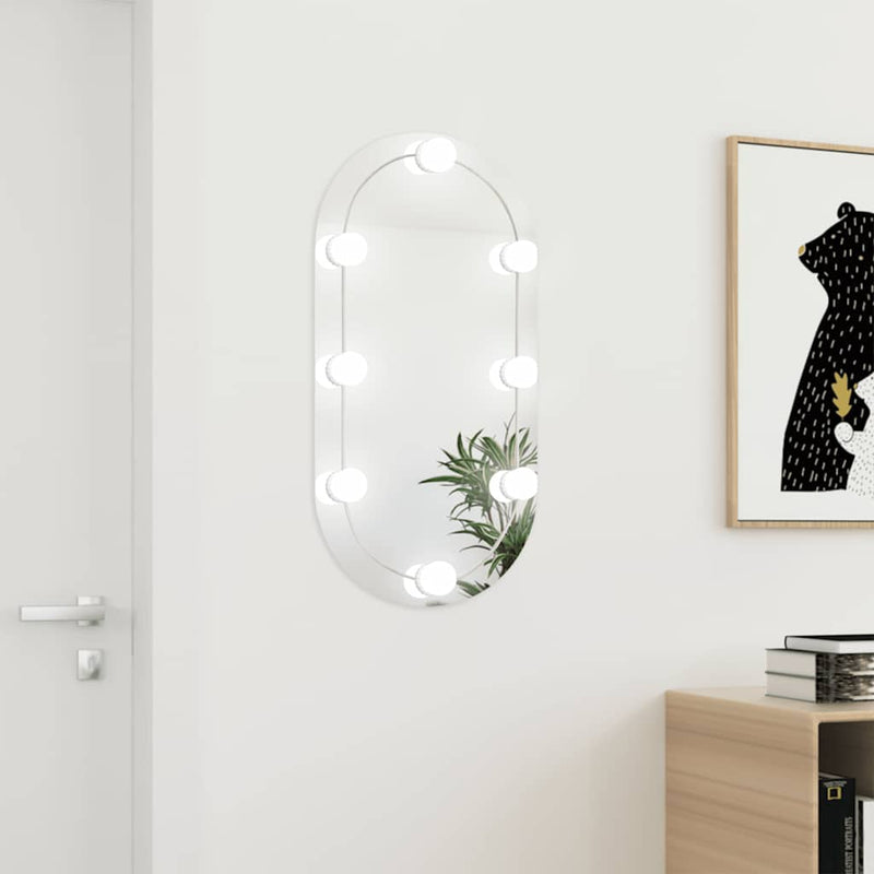 Load image into Gallery viewer, Vidaxl spiegel met led-verlichting ovaal 80x40 cm glas
