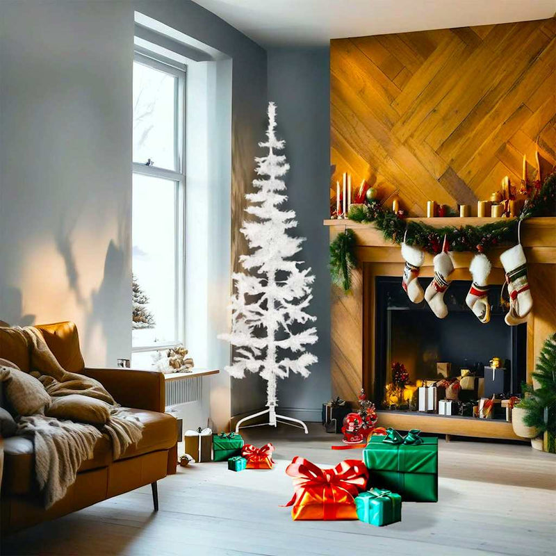 Load image into Gallery viewer, Vidaxl kunstkerstboom half met standaard smal 180 cm wit
