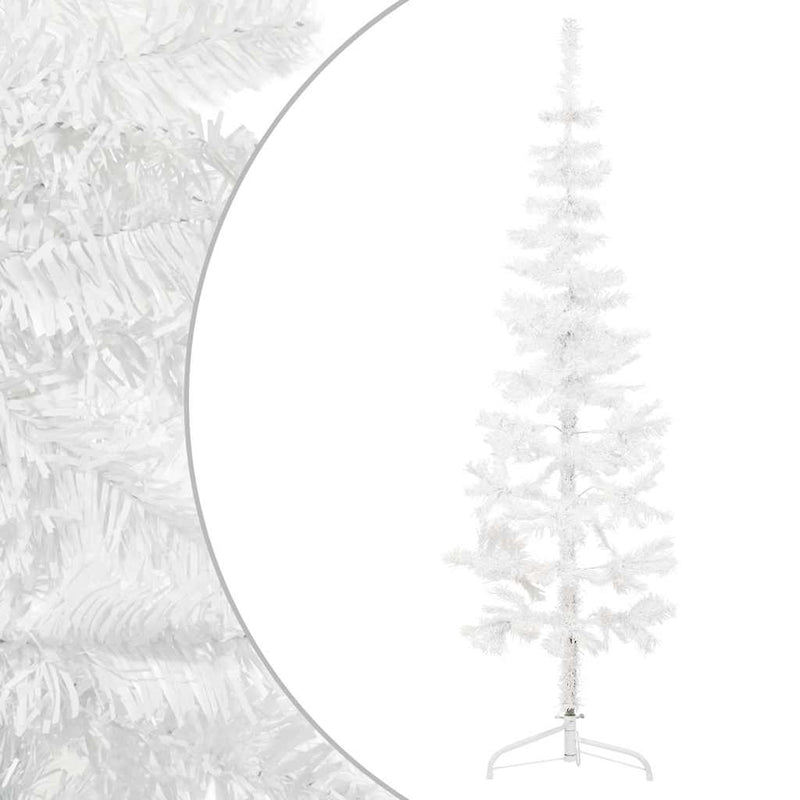 Load image into Gallery viewer, Vidaxl kunstkerstboom half met standaard smal 180 cm wit
