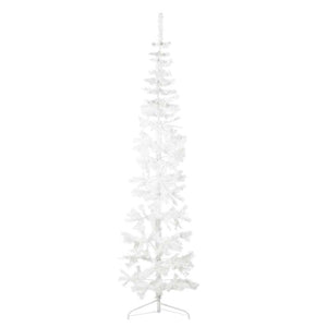 Vidaxl kunstkerstboom half met standaard smal 210 cm wit
