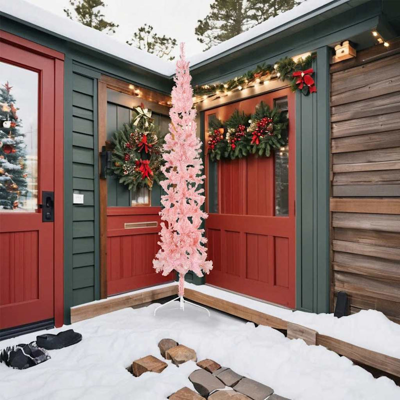 Load image into Gallery viewer, Vidaxl kunstkerstboom half met standaard smal 240 cm roze
